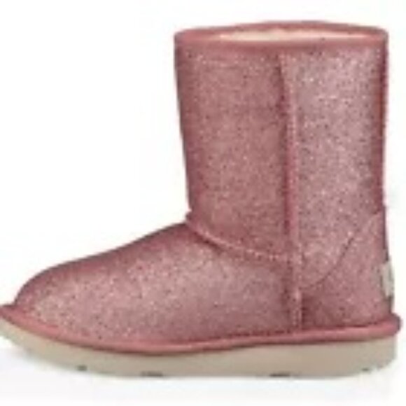 UGG Unisex Child Kids Classic Short II Glitter Fashion Boot in Pink - Picture 2 of 12
